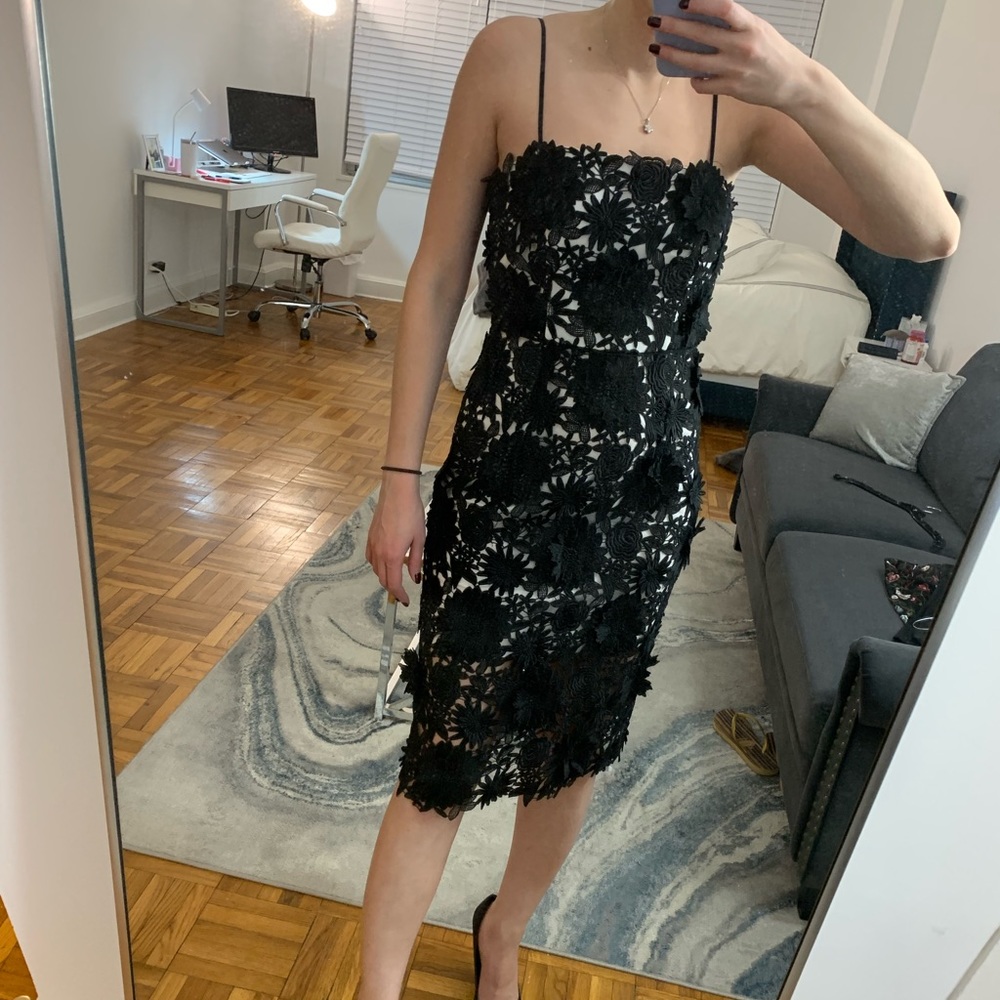 Milly lace overlay midi dress